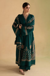 Ziva - 3PC Dhanak Embroidered Shirt With Dhanak Embroiderd Dupatta and Trouser - SS01172