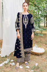 Riwayat - Winter 3PC Velvet Embroidered Suit - SS0589
