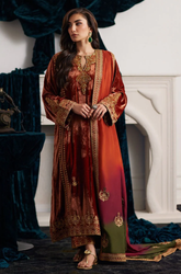 Graziela - Winter 3PC Velvet Embroidered Suit - SS0655