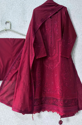 Zara Shahjahan - Winter 3PC Dhanak Embroidered Suit - SS0542