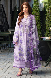 JADE - 3PC Summer Lawn Embroidered Shirt with Organza Embroidered Dupatta and Trouser - SS0809