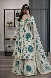3PC Lawn Maxi Style Printed Dress - SS0834
