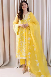 BAREEZE - 3PC Summer Lawn Embroidered Shirt with Organza Embroidered Dupatta and Trouser - SS0786