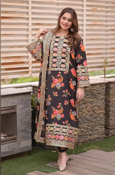 Fiona Dilara - Winter 3PC Silk Digital Printed Dress - SS0549