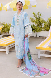 PARISHAY- 3PC Lawn Chikankari Embroidered Shirt with Chiffon Printed Dupatta and Trouser - SS0649