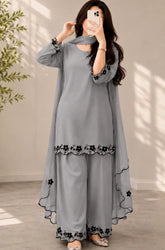 3PC Lawn Embroidered Shirt With Chiffon Embroidered Dupatta and Trouser - SS0930
