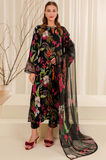 Baroque - Winter 3PC Black Khaddar Digital Printed Dress - SS0457