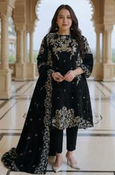 Boraque -Winter 3PC Velvet Embroidered Suit - SS0587