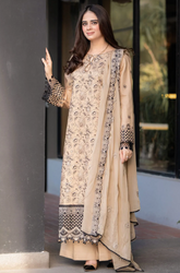 Garnet - Winter 3PC Dhanak Embroidered Suit - SS0427