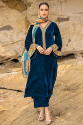 Bareeze -Winter 3PC Velvet Embroidered Suit - SS0580