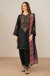 Maria B - Winter 3PC Dhanak ChickenKari Embroidered Suit - SA0113