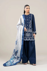 Maria.B - 3PC Dhanak Embroidered Shirt With Wool Printed Dupatta and Trouser - SS01026