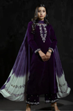 Barouqe -Winter 3PC Velvet Embroidered Suit - SS0578