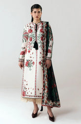 Jugnu by Hussain Rehar - 3PC Dhanak Embroidered Shirt With Chiffon Printed Dupatta and Trouser - SS01031