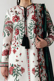 Jugnu by Hussain Rehar - 3PC Dhanak Embroidered Shirt With Chiffon Printed Dupatta and Trouser - SS01031