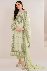 Motifz - 3PC Dhanak Embroidered Shirt With Embroidered Dhanak Dupatta and Trouser - SS0966