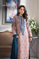 Asim Jofa - 3PC Dhanak Embroidered Shirt with Chiffon Dupatta and Trouser - SS0917