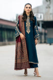 IZEL Apparel - 3PC Dhanak Embroidered Shirt With Wool Printed Dupatta and Trouser -SS01040