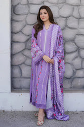 Aneelas - 3PC Dhanak Embroidered Shirt With Monar Printed Dupatta and Trouser - SS01045