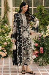 BIN ILYAS - 3PC Lawn Chikankari Embroidered Shirt with Chiffon Embroidered Dupatta and Trouser - SS0652
