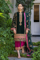 Boraque -Winter 3PC Velvet Embroidered Suit - SS0557