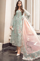 Maria.B - 3PC Organza Embroidered Shirt with Organza Embroidered Dupatta and Trouser - SS0028
