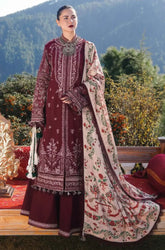 Hussain Rehar - 3PC Dhanak Embroidered Shirt Winter Wool Printed Dupatta and Trouser - SS01081