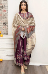 URGE - Winter 3PC Dhanak Embroidered Suit - SS0504