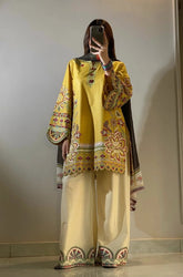 Safinaz - 3PC Dhanak Embroidered Shirt With Pashmina Printed Dupatta and Trouser - SS01091