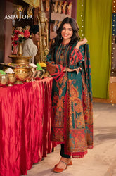 Asim Jofa- 3PC Karandi Printed Shirt With Karandi Printed Dupatta and Trouser - SS0945