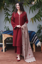 Asling - 3 Piece - Dhanak Embroidered Suit - SH0004