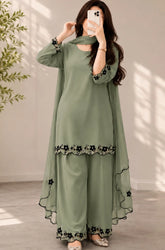 3PC Lawn Embroidered Shirt With Chiffon Embroidered Dupatta and Trouser - SS0931