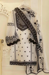 Agha Noor - 3PC Lawn Embroidered Shirt with Chiffon Embroidered Dupatta and Trouser - SU0013