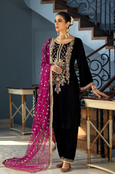 Baroque - 3PC Velvet Embroidered Suit - SS0172