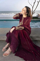 AZURE - 3PC Summer Lawn Embroidered Shirt with Chiffon Embroidered Dupatta and Trouser - SS0795