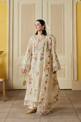 Maryam Hussain - 3PC Lawn Embroidered Shirt With Organza Embroidered Dupatta and Trouser - SS0826