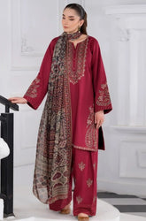 Sapphire - 3PC Dhanak Embroidered Shirt With Wool Printed Dupatta and Trouser - SS01090