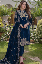 Boraque -Winter 3PC Velvet Embroidered Suit - SS0567