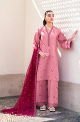 XENIA - 3PC Lawn Embroidered Shirt with Chiffon Embroidered Dupatta and Trouser - SS0658