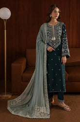 Azure - 3PC Lawn Embroidered Shirt with Chiffon Embroidered Dupatta and Trouser - SS04250