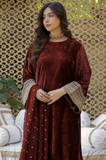JAZMINE - 3PC Velvet Embroidered Shirt with Velvet Embroidered Dupatta and Trouser - SS01166