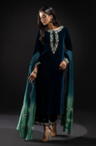 Barouqe - Winter 3PC Velvet Embroidered Suit - SS0536