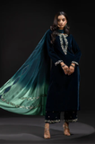 Barouqe - Winter 3PC Velvet Embroidered Suit - SS0536