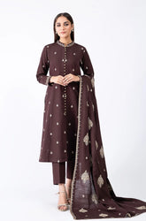 Kayseria - 3PC Dhanak Embroidered Shirt With Dhanak Embroidered Dupatta and Trouser -SS01067