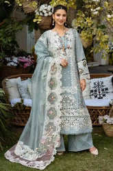 ELAF - 3PC Lawn Chikankari Embroidered Shirt with Chiffon Embroidered Dupatta and Trouser - SS0637
