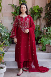Summer 3PC Lawn Embroidered Suit- SS0734