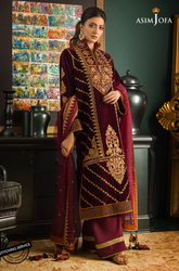Asim Jofa -Winter 3PC Velvet Embroidered Suit - SS0566