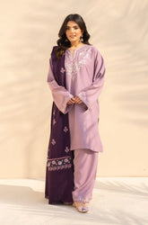 3PC Dhanak Embroidered Shirt With Wool Embroidered Dupatta and Trouser - SS01049