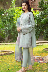 Jazmin - 3PC Dhanak Embroidered Shirt with Organza Printed Dupatta and Trouser - SS0884