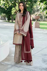 Baroque - 3PC Lawn Embroidered Shirt with Chiffon Embroidered Dupatta and Trouser - SU0068